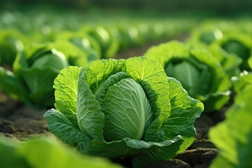 Ripe Cabbage Thrives In The Field