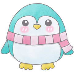 Penguin wrapped in a scarf