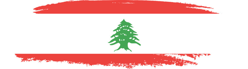 Lebanon flag on brush paint stroke.
