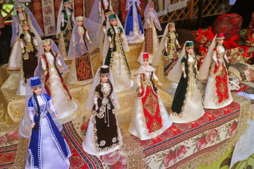 Rows of Gorgeous Dolls in Armenian Traditional Costumes for Sale in the Souvenir Shop at Vernissage...