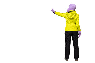 PNG girl in ski suit isolated on white background.