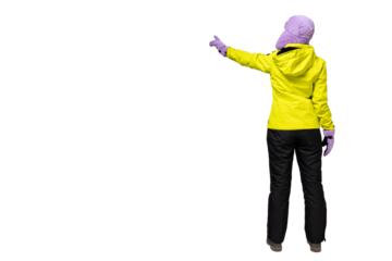 PNG girl in ski suit isolated on white background.