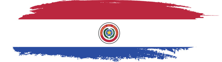 Obraz premium Paraguay flag on brush paint stroke.