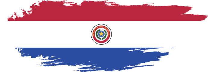Paraguay flag on brush paint stroke.