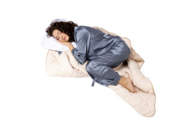 PNG, girl in pajamas sleeping, isolated on white background.