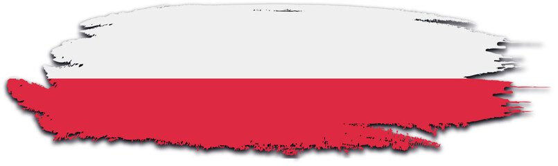 Poland flag on brush paint stroke.