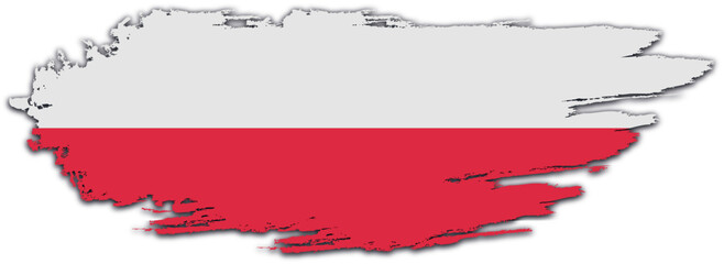Poland flag on brush paint stroke.