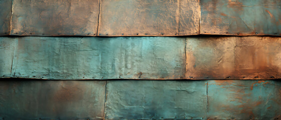 Copper Roof Tarnishing Green Texture - obrazy, fototapety, plakaty