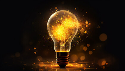 light bulb on black background