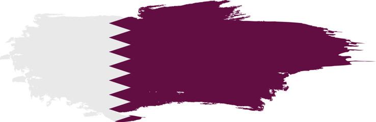 Qatar flag on brush paint stroke.