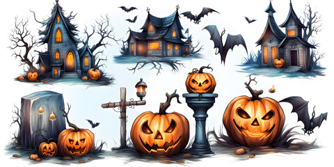 Halloween clipart isolated on white background