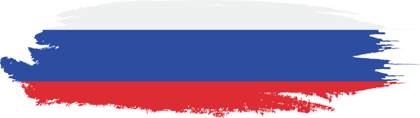 Russia flag on brush paint stroke.