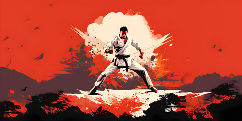 Karate martial art sport background - obrazy, fototapety, plakaty