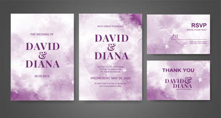 Wedding invitation with abstract watercolor background