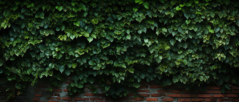 Old Ivy-Covered Brick Wall Texture