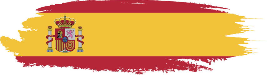 Spain flag on brush paint stroke.