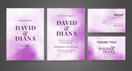 Wedding invitation with abstract watercolor background