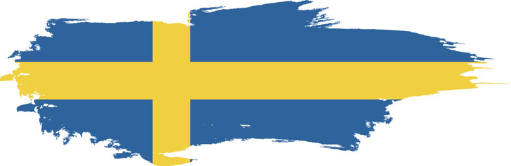 Sweden flag on brush paint stroke.