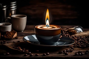 A coffee cup candles.