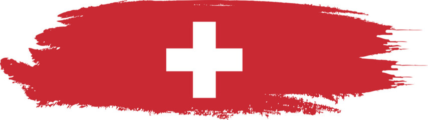 Fototapeta premium Switzerland flag on brush paint stroke.