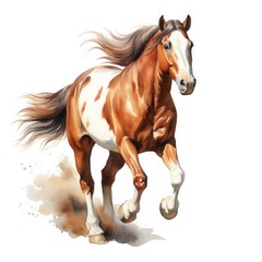 Horse running in watercolor design.