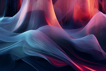 Ethereal 3D lines create a dynamic light backdrop in an abstract design. Copious space for customization. Generative AI