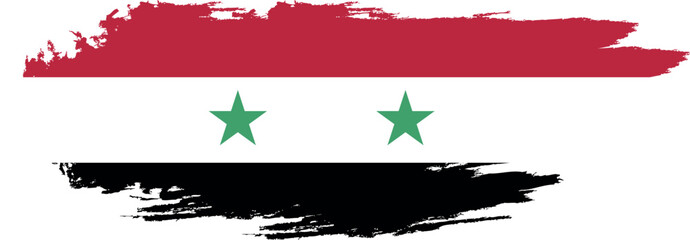 Syria flag country on brush paint stroke.