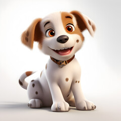 Cute dog 3d sitting isolated 