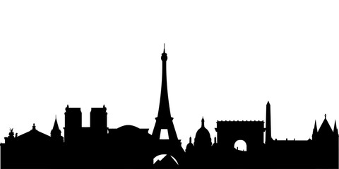 Silhouette of Paris city monuments. Vector illustration