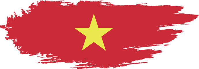 Vietnam flag country on brush paint stroke.