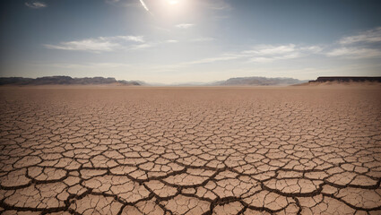A dry and drought land due to lack of rain - obrazy, fototapety, plakaty
