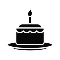 Birthday cake icon silhouette design template isolated