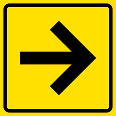 Black Arrow Sign On Square Yellow Background, Sticker, For Print, Plot, Cut