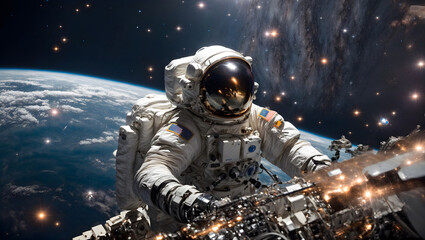 A portrait of an astronaut in space - Powered by Adobe