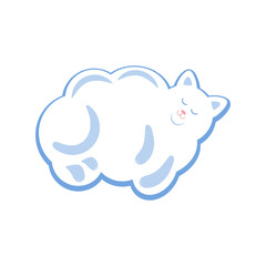 Vector illustration of cat cloud. A white cloud in the form of a gentle cat. Children's illustration isolated on white background.