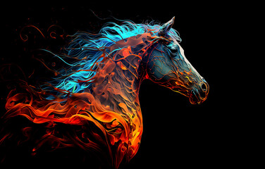 Image of beautiful colorful horses, Wildlife Animals., Generative AI, Illustration.