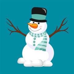 Winter Christmas Snow Man Vector Clipart
