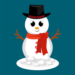 Winter Christmas Snow Man Vector Clipart