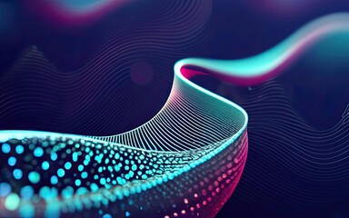 Abstract Waving Particle Technology Background Design with Generative AI.