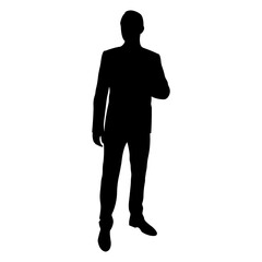 Silhouette of a businessman.Vector silhouette of standing man in suit isolated on white background.
