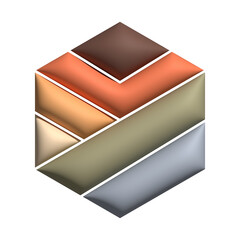 Geometric 3d hexagon shape colorful stripes lines design element.