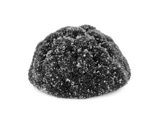 Delicious chewy candy with liquorice isolated on white