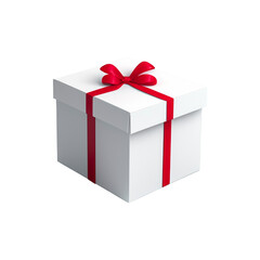 red gift box with ribbon isolated on white, png transparent 