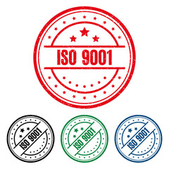 ISO 9001 Rubber Stamp. vector illustration.