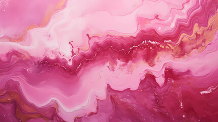 Marble art painting red and pink abstract liquid paint patterns. Marbling wallpaper or poster design with natural luxury swirling and splashing style.