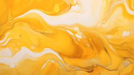 Marble art painting yellow and white abstract liquid painting pattern. Marbling wallpaper or poster design with natural luxury swirling and splashing style.