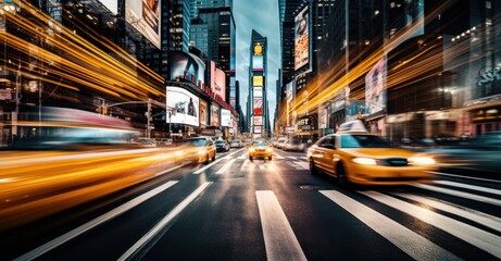 Fototapeta na wymiar captures the essence of life in New York, a city that never sleeps Utilizing longexposure techniques