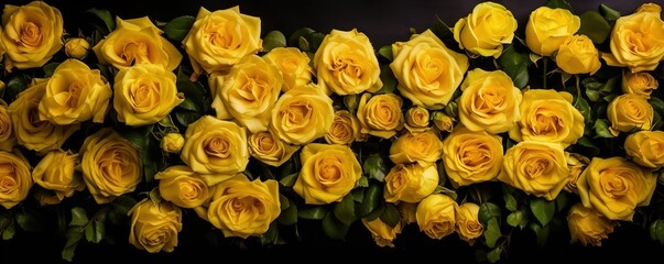 Yellow rose background, generative ai