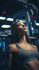 Female Fitness Model in the Gym. Fictional characters created by Generated AI.