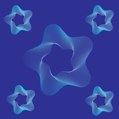 Abstract blue star 3D wave gradient background illustration
